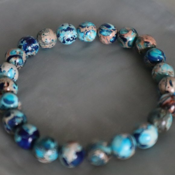 Blue Jasper Stretch Bracelet - Picture 10 of 11